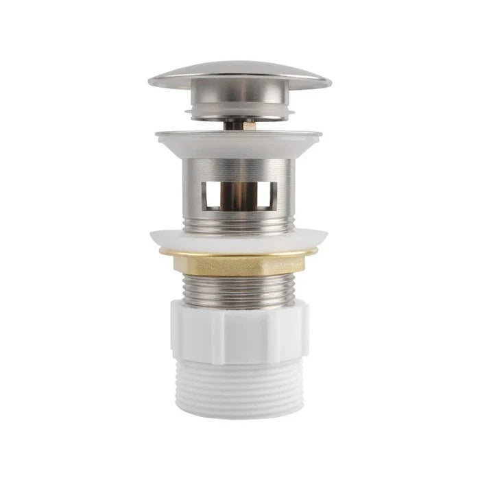 32mm Brass Push-Button Sink Stopper Mushroom Brushed Nickel
