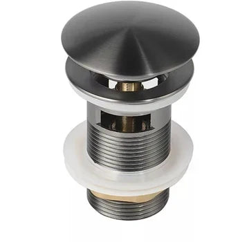 32mm Brass Push-Button Sink Stopper Mushroom Top Overflow Gun Metal