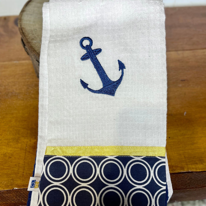 DEI Tea Towel Anchor White/Blue Set