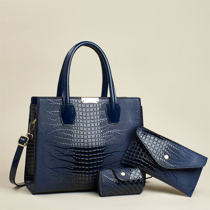 H1870 - Luxury Blue 3pc Handbag Set