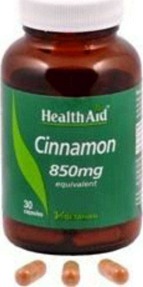 Health Aid Cinnamon 850mg Συμπλήρωμα Διατροφής Φυσικής Βοήθειας για τον Διαβήτη 30 κάψουλες
