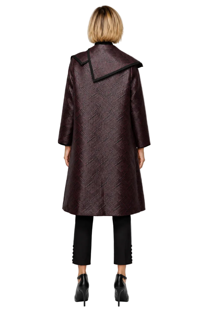 Just In! Textured Jacquard Jacket in Wine & Black - 7343J