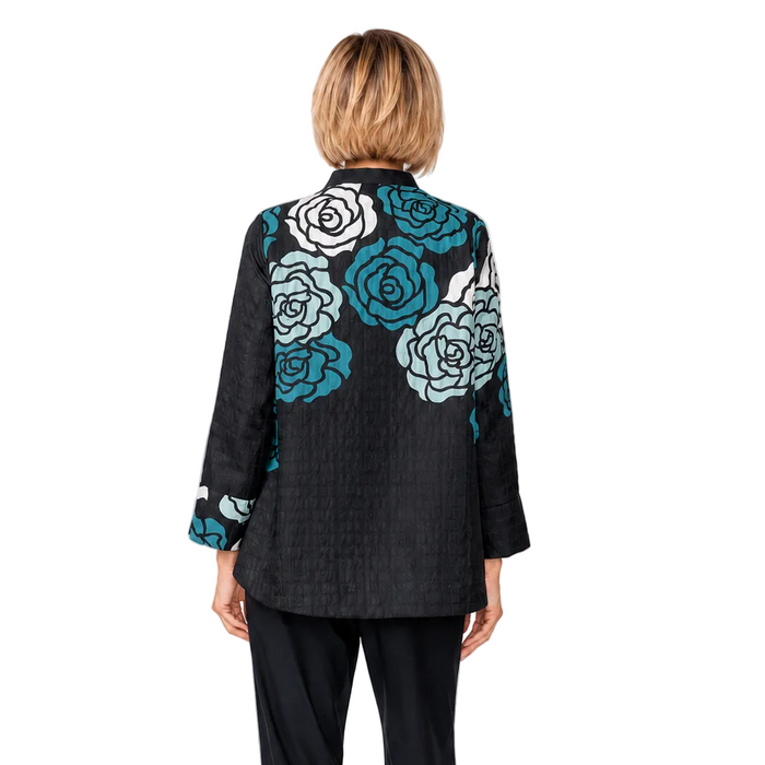 Just In! Textured Rose Garden Jacket in Blue - C1230J-BLU