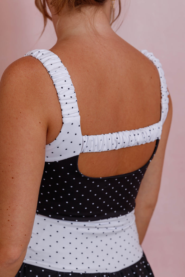 Black and White Polkadot Sports Bra- Affordable Preppy Sports Bra- Women's Matching Athletic Set