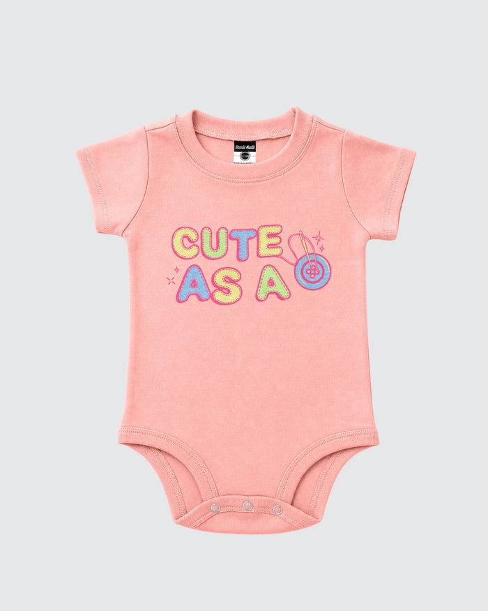 Kids Cute As a Button Pink Onesie