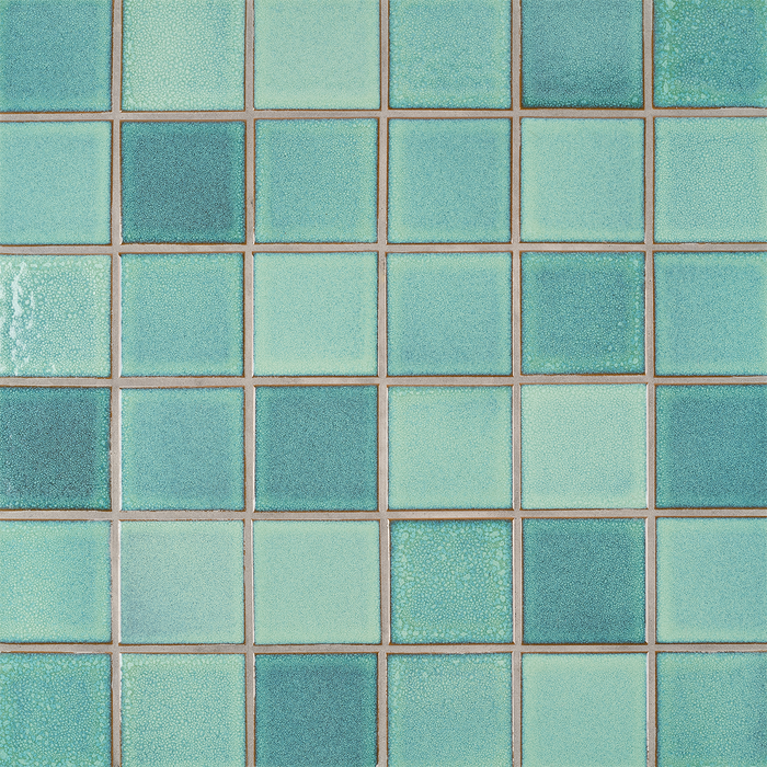 Caption: Classic Field 3x3 in LG8 Manzanita. Natural Grey grout by Custom Building Products.