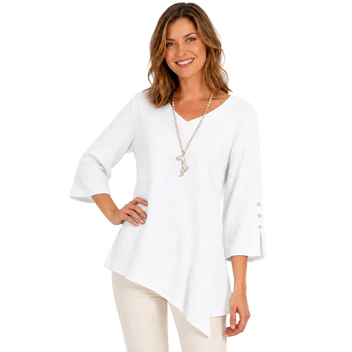 Lightweight Cotton Waffle-Knit Tunic in White - LW102-WHT
