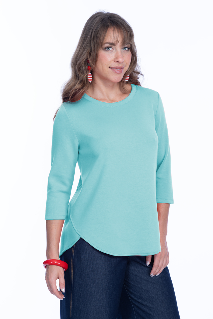 LIOR ZOFI Top Women's 3/4 Ponte Knit Top - Seafoam