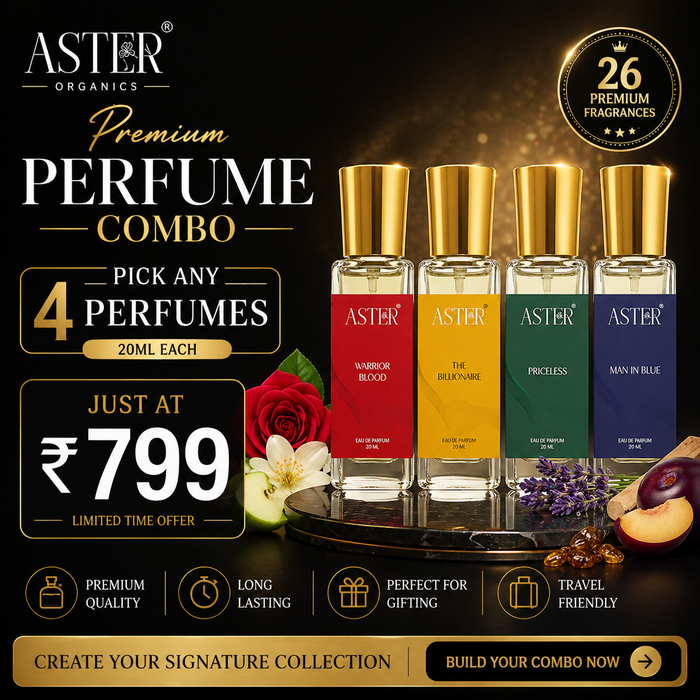 Luxury fragrance combo with 4 premium scents, ₹799.