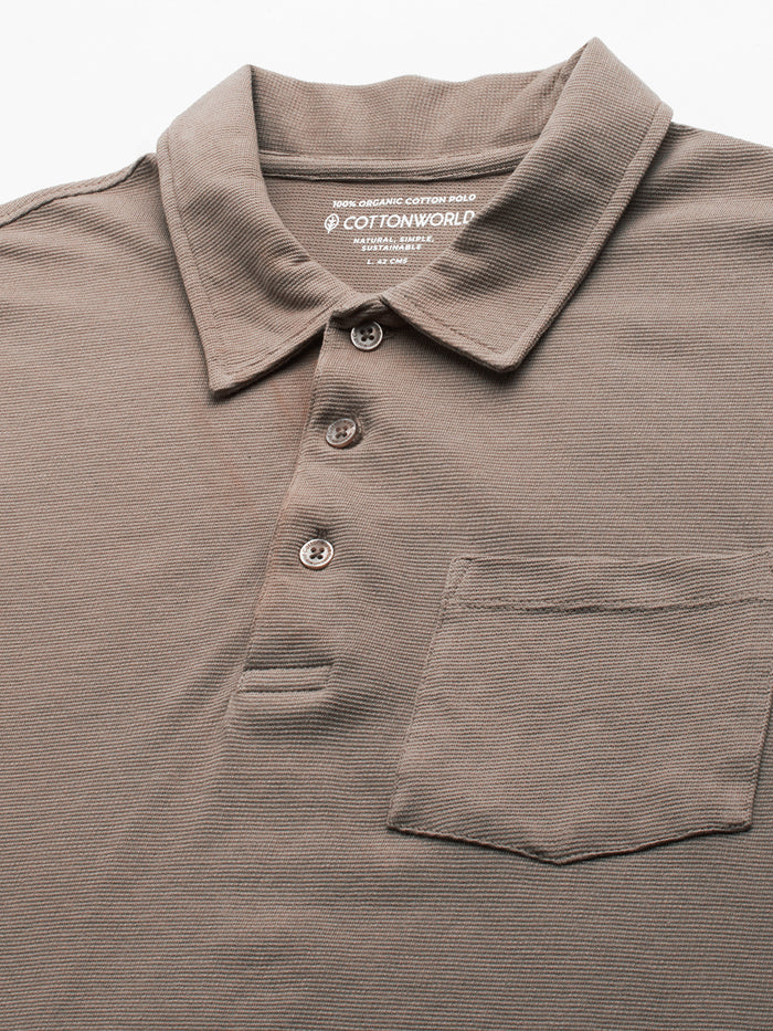 Men's 100% Cotton Polo Collar T Shirt Khaki