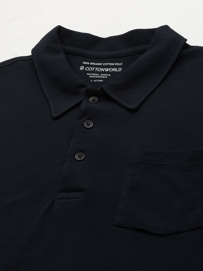 Men's 100% Cotton Polo Pocket T Shirt Navy
