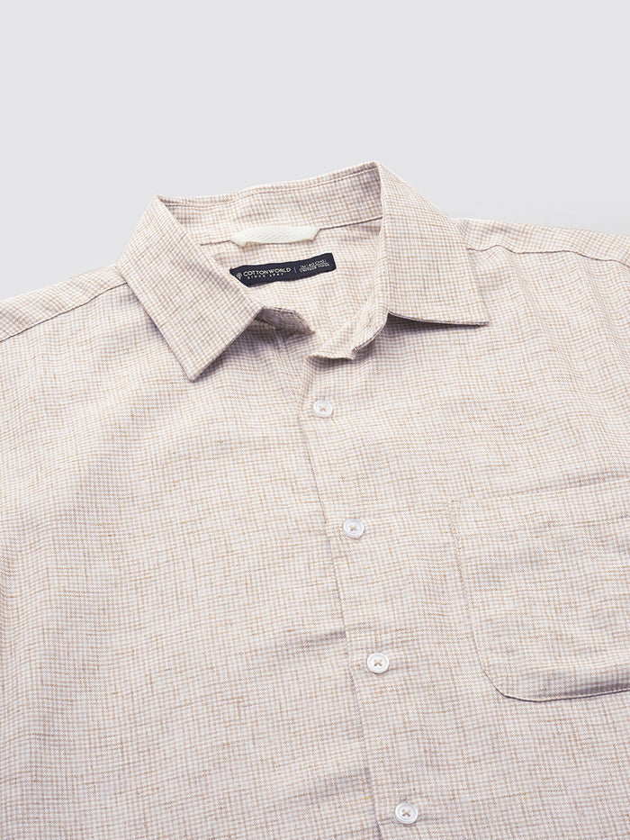 Men's Cotton Excel Regular Fit Shirt Khaki