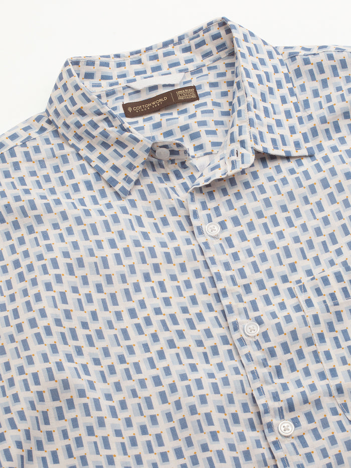 Men's Lyocell Linen Regular Fit Shirt Navy