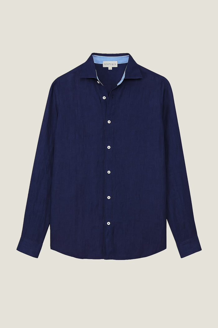 Men's Premium Linen Shirt | Navy - Aspiga