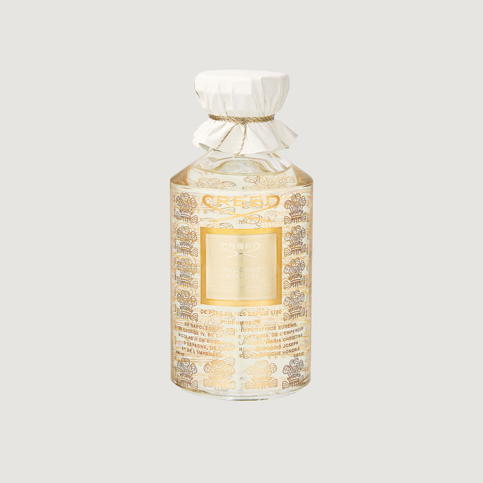 Creed Millésime Impérial 490ml Gold Royal Flacon with White Leather Cap - Front View | Creed Fragrances