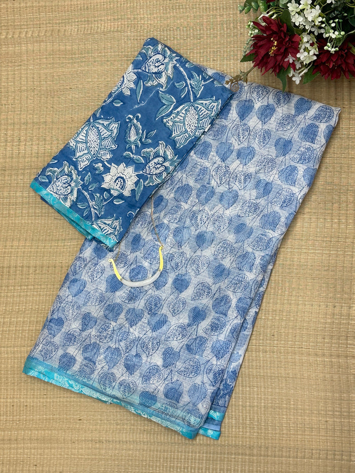 Mishrita Sky Blue Kota Saree