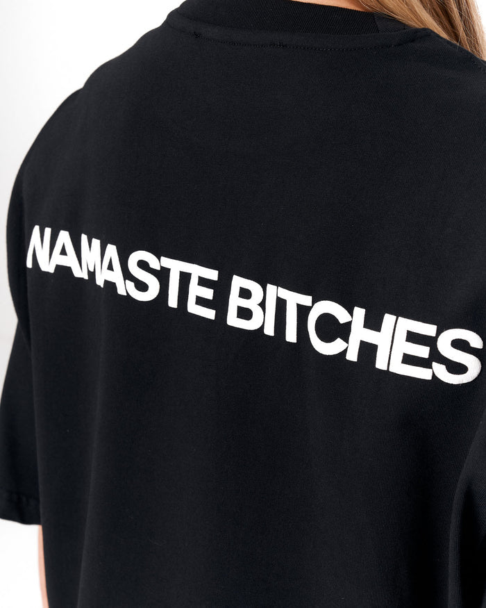 Namaste Streetwear Black Oversized T-Shirt with white back typography