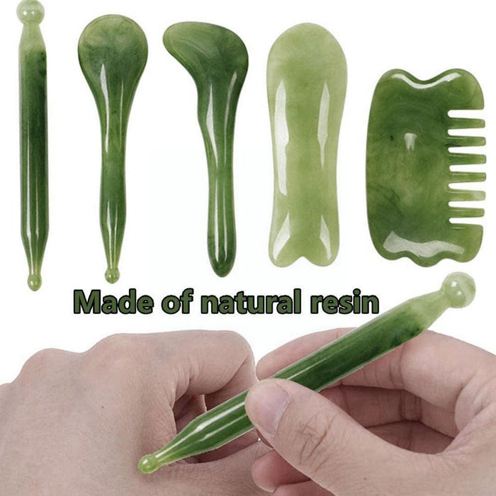 Natural Jade Roller And Gua Sha Set For Facial Depuffing And Sculpting