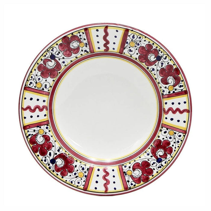 ORVIETO RED ROOSTER: Rim Pasta Soup Plate (White Center)