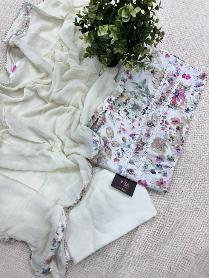 Printed cotton satin salwar material