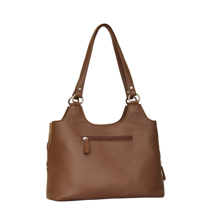 Women's handpainted roses tote shoulder handbag for work, travel, and daily use-back view