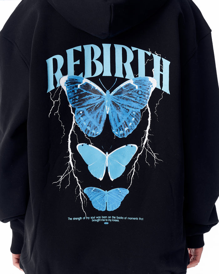 Rebirth Women's Blue 3D Printed Oversized Black Hoodie (8)