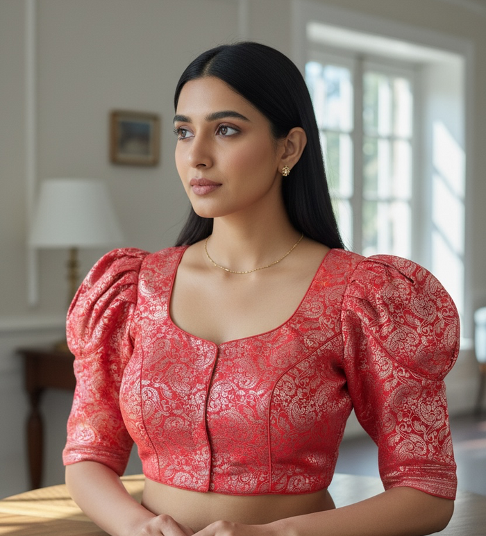 Red-silver blouse