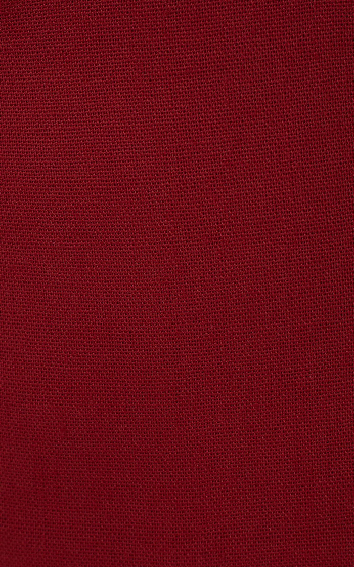 Red Square Neck Knot Ties Linen Blouse