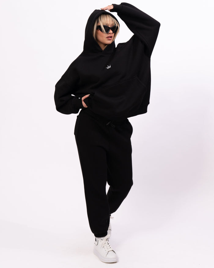 Regalia Crowned Oversized Black Hoodie Jogger Set (8)