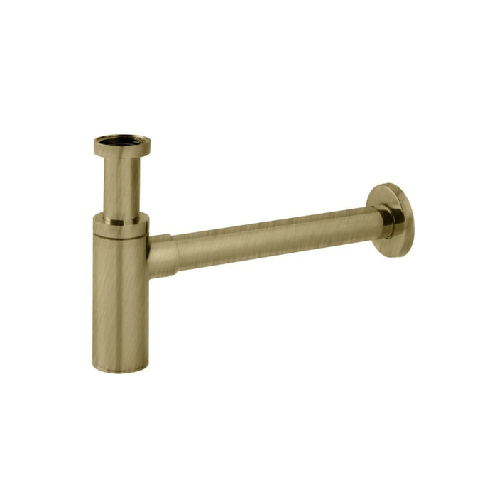 Brushed Brass bottle trap on a white background