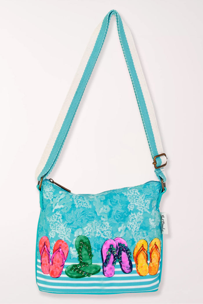 Beaded turquoise flipflop crossbody bag