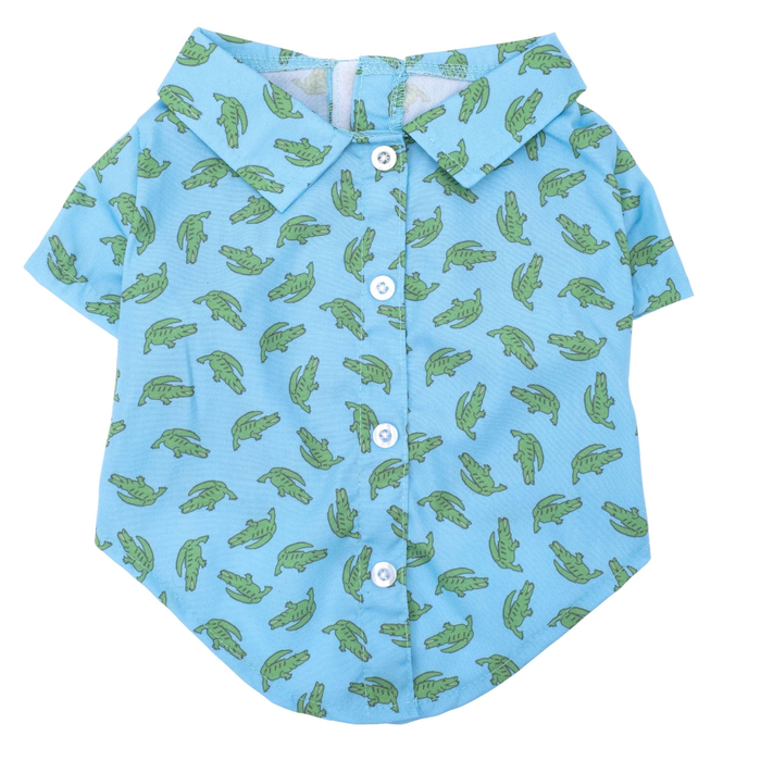 ALLIGATORS-BLUE-LIME-DOG-SHIRT