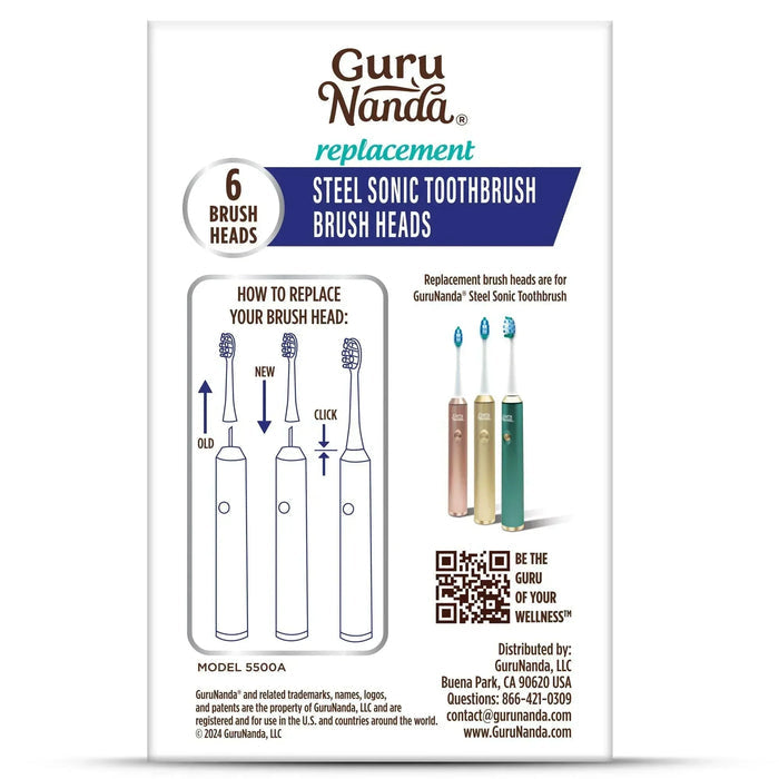Steel Sonic Toothbrush Replacement Brush Heads – 6 Pack