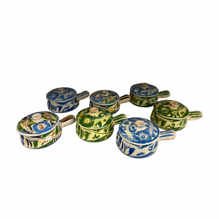 Traditional Portuguese Clay Terracotta Hand-Painted Cooking Pot with Lid