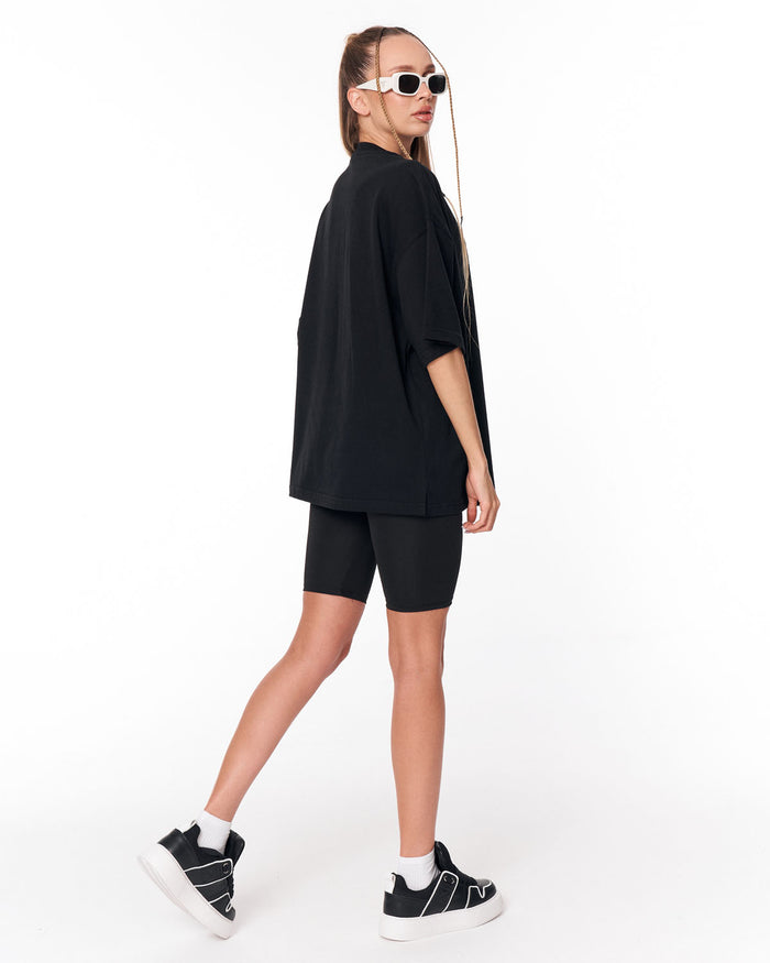 Utility Pocket Black Oversized T-Shirt with casual pocket accent