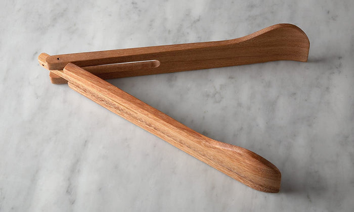 White Whale Wooden Spring Salad Tongs