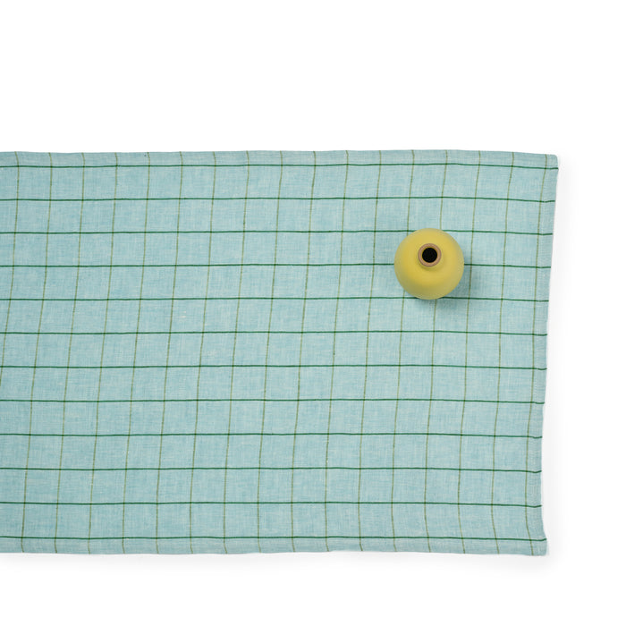 Windowpane Runner in Powder Blue and Apple Green