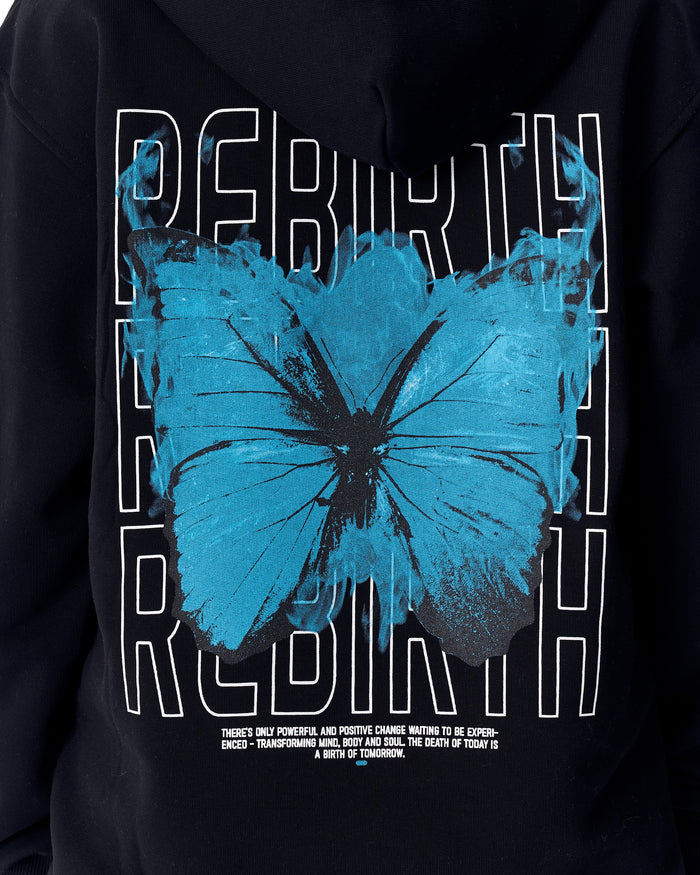 Women Butterfly Rebirth Oversized Black Hoodie (8)