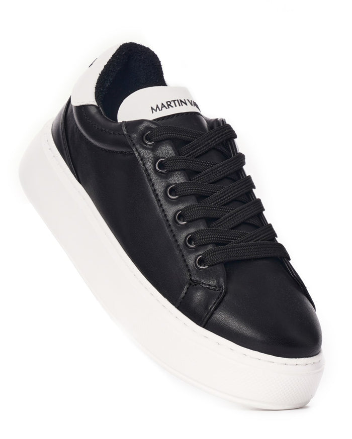 Women's Black Sneakers White Chunky Sole (4)