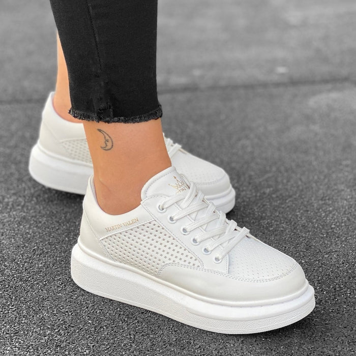 Women's Chunky Full Mesh Sneakers in White (5)