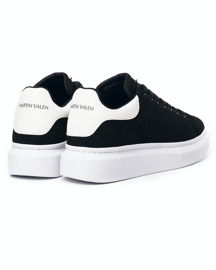 Women’s Chunky Suede Sneakers with Crown in Black and White (3)