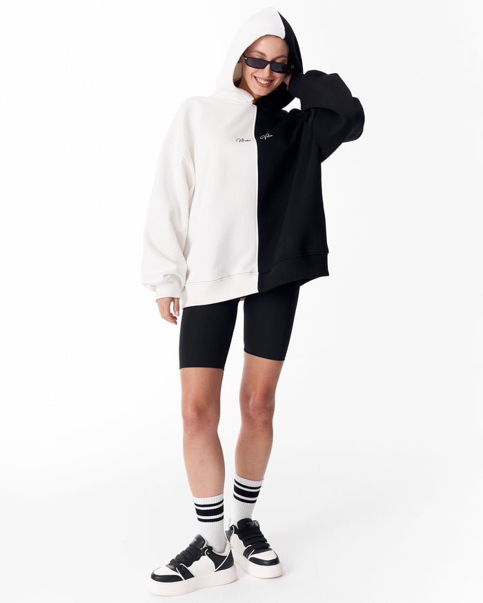 Women's Oversized Dual Color White and Black Hoodie (8)