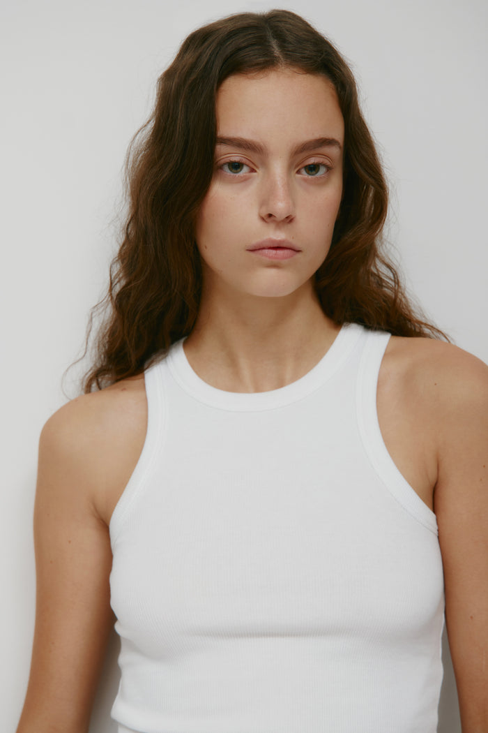 Women's Racer Tank in White