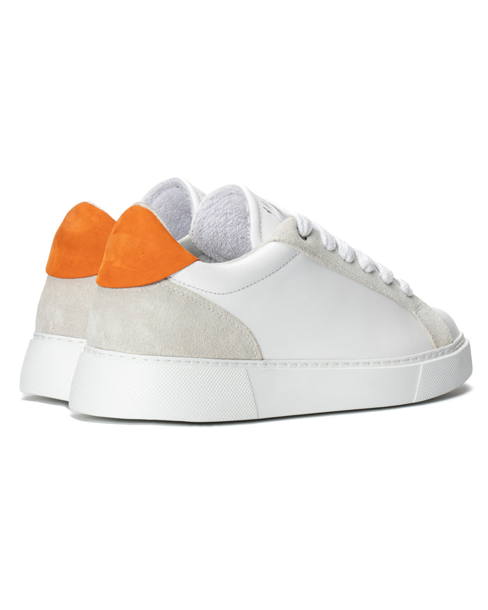 Women's Rool Court Leather Sneakers in White Orange (4)