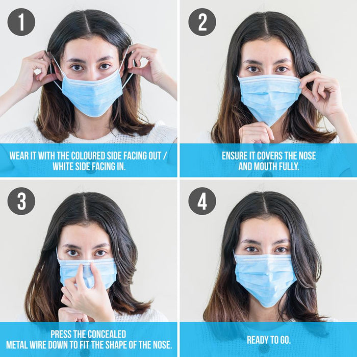 100 Disposable Face Masks, 3-Layer Protection, Breathable, Skin-Friendly