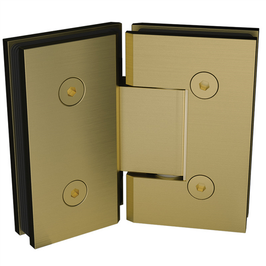 135 Degrees Frameless Shower Screen Glass to Glass Hinge - Brushed Brass / Satin gold - Image 1