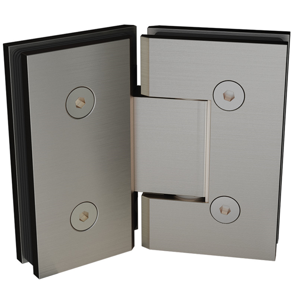 135 Degrees Frameless Shower Screen Glass to Glass Hinge - Brushed Nickel - Image 1