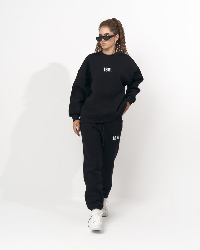 1881 3D Embroidered Oversized Designer Black Sweatshirt Tracksuit (2)