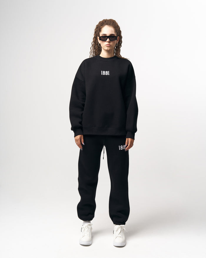 1881 3D Embroidered Oversized Designer Black Sweatshirt Tracksuit (3)