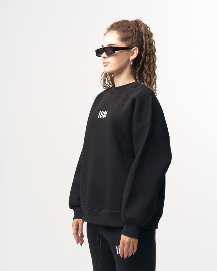 1881 3D Embroidered Oversized Designer Black Sweatshirt Tracksuit (5)